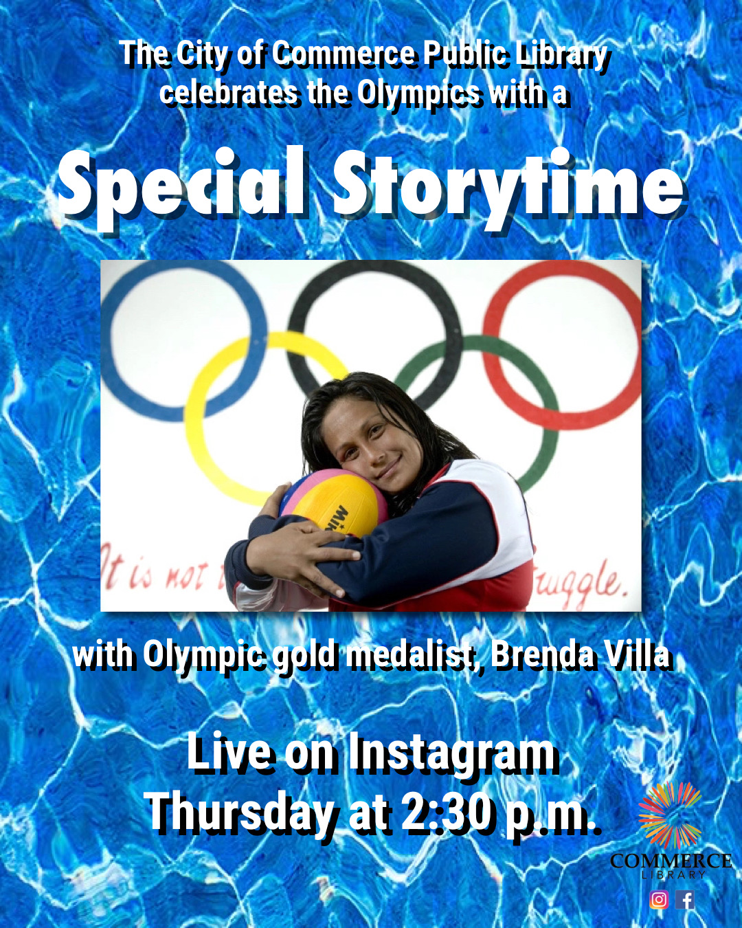 flyer for special storytime with olympic gold medalist Brenda Villa